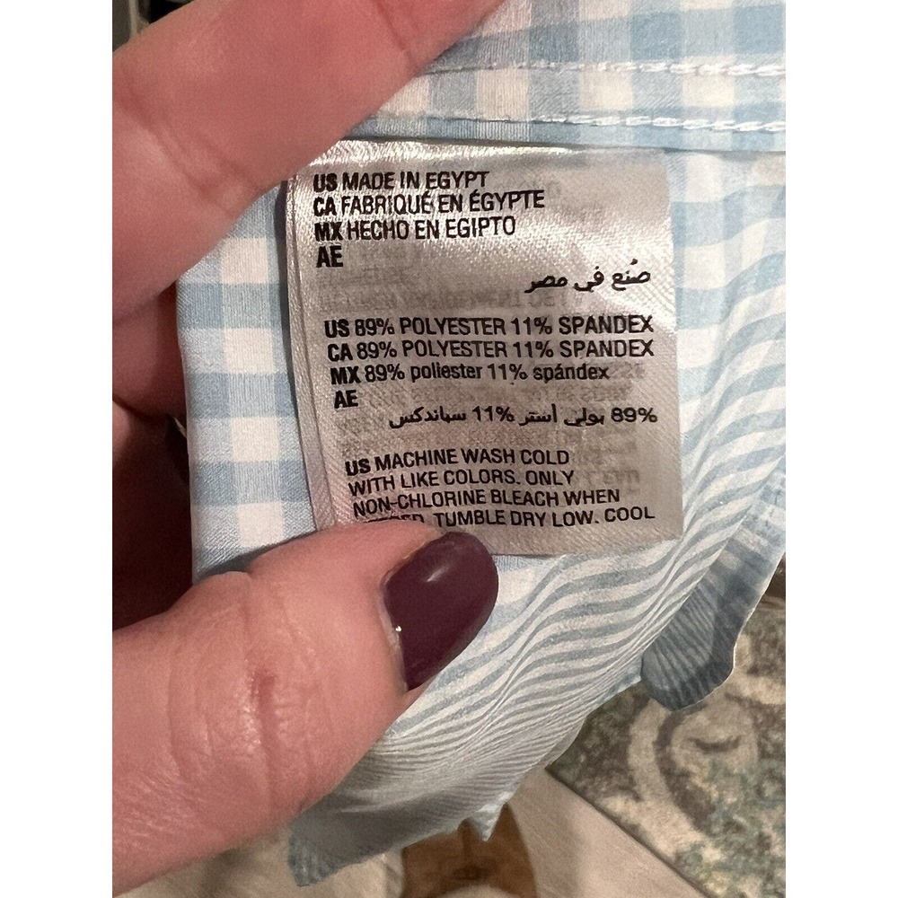 Men’s Club Room LS Light Blue And White Check Button Down Size 18.5-34/35 #347-L - Picture 4 of 4